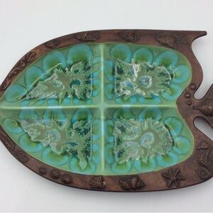 Vintage Leaf-Shaped Ceramic Platter